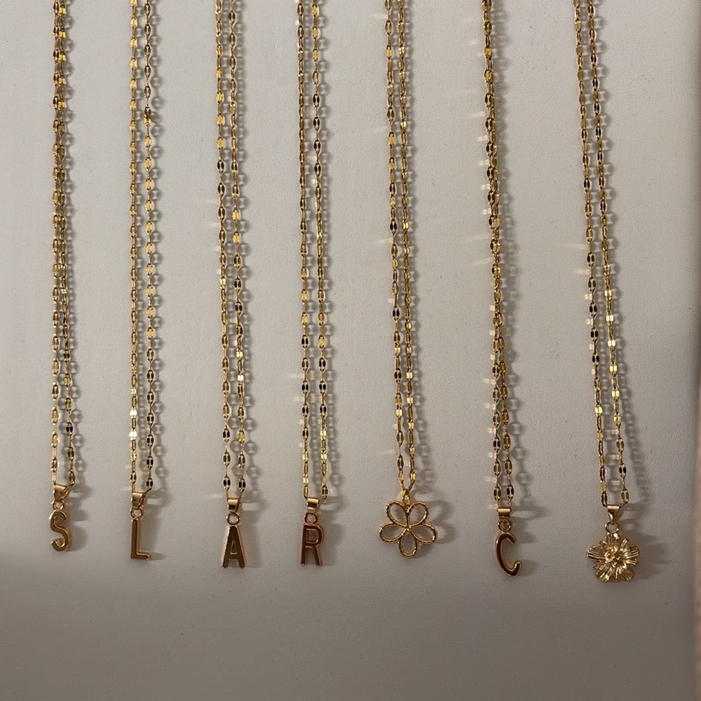 Gold plated Initial necklace over stainless steel ,chose your options